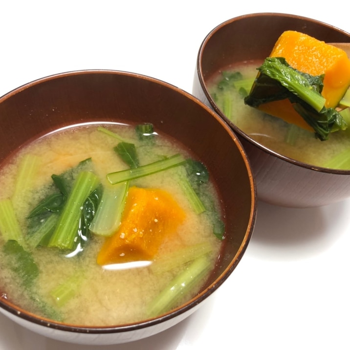 かぼちゃと小松菜の味噌汁/やる気★★★